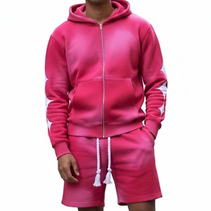 Ensemble de survêtement streetwear pour homme, haute qualité, poids moyen, avec sweat à capuche et short, personnalisable avec broderie, étiquette tissée et cordon de serrage imprimé - Product Image 6