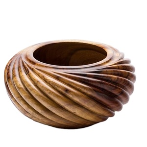 Forme personnalisée plateau de table courbe unique bol décoratif poli en bois de manguier pour serveur d'aliments hôtel et décoration intérieure utilisé - Product Image 1