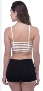 Sujetador deportivo con tiras para mujer, sujetador de yoga y gimnasio con estampado sólido, camiseta de fitness transpirable de algodón y seda, sujetador tipo camiseta para uso diario. - Product Image 2
