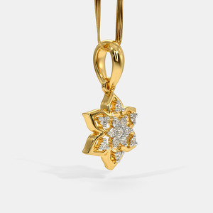 Collar con Colgante de Diamante Cultivado en Laboratorio, Diseño Floral de Seis Pétalos, Oro Amarillo - Product Image 4