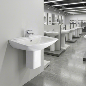 Export Quality Ceramic Bathroom Sanitary Ware Designer Half Pedestal Wash Basin Set By Cera Lavabo Sink Stand - Product Image 5