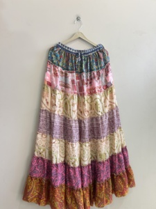New Flared Frill Round Skartered <b>skirt</b> For Women Silk Summer <b>Skirt</b> Long Maxi <b>Skirt</b> - Product Image 1