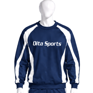 <b>Navy</b> Blue Crew Neck Athletic Sweatshirt <b>Men</b> Long Sleeve Contrast Side Panel Pullover Casual Training Sportswear Custom Wholesale - Product Image 1