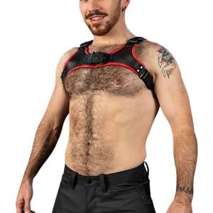 Harnais de poitrine en similicuir rouge pour homme Centurion 2.0, bretelles réglables, grande taille, respirant, dentelle, tenue de club, harnais de corps - Product Image 3