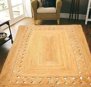Eco Friendly Hand Braided <b>Thick</b> Jute Cotton Classic Modern Flat Pile Non-Slip Custom Area Rugs Floor Carpet Living Room Exercise - Product Image 1