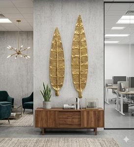 Modern Gold Plated <b>Leaf</b> <b>Wall</b> Art <b>Decorative</b> Hanging Accents Floral Botanical Design for Interior <b>Decoration</b> - Product Image 1