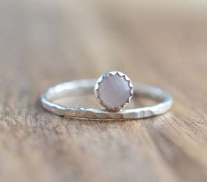 Sterling Silver Rose Quartz <b>Stacking</b> Ring 925 Silver 5mm Stone Minimalist Women Jewelry Handmade Wholesale Supplier - Product Image 5