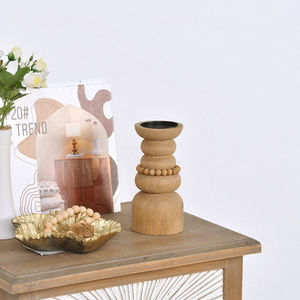 Décorations de table rustiques, antiques, bougeoirs en bois, base en bois de sapin naturel, porte-bougie décoratif pour la maison par MULTI CRAFT - Product Image 3