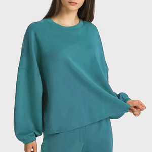 Streetwear Top Women's Cotton Active wear 2-Piece <b>Set</b> with Sweatshirt & Joggers Loose Cotton Blended - Product Image 2