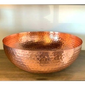 Golden Finish Premium Quality Hammered Copper Antique Pedicure Bowl Classic Design Round <b>Shape</b> Manicure Bowl At Wholesale - Product Image 2