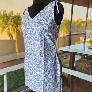 Robe Courte Sans Manches pour Femme, Imprimée à la Main, en Coton Indien, Kurti Court Décontracté, Tunique Tissée à Motifs Floraux Doux et Tendance - Product Image 3