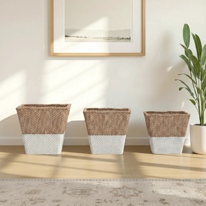 Set of 3 seagrass <b>baskets</b> in 2 colors Handmade <b>Storage</b> <b>Basket</b> Wholesale eco-friendly Made in Vietnam - Product Image 6