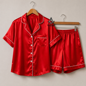 Ropa de Dormir para Mujer de Dos Piezas con Logotipo Personalizado HMR de la Hermandad Griega Delta Sigma, Conjunto de Satén Bordado para Chicas - Product Image 1
