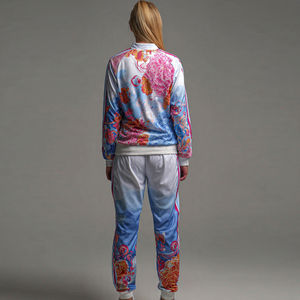 Conjunto de Pantalones y Chaqueta con Cuello Redondo Sublimados para Mujer, Traje Deportivo Sublimado de Poliéster con Cierre, Ropa Urbana para Mujer - Product Image 2