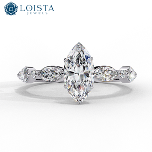 Messi Jewelry Custom Jewelry 18k Gold Solitaire Ring Marquise Cut Lab Grown Diamond Ring - Product Image 1