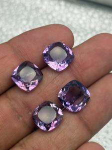 Ametyste naturelle violette 12 mm, taille coussin, 4 pièces, 24,15 carats, pierre précieuse des mines africaines avec jeu de couleurs pour la fabrication de bijoux - Product Image 2