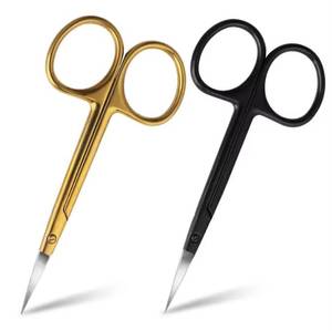 Golden & Black Stainless Steel Sharp Blade Cuticle <b>Scissors</b> with Round Steel Handle Right-Handed <b>for</b> Adult Manicure <b>Nail</b> Art - Product Image 1