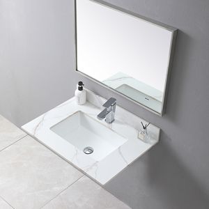 Lavabo da bagno in ceramica da 31 pollici Montary con piano in pietra, installazione sottopiano, foro singolo per rubinetto, con backsplash in Carrara Gold - Product Image 5
