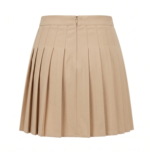 Jupe courte plissée évasée taille haute en polyester uni pour femme, style décontracté, idéale pour l'été – Vente en gros OEM/ODM, personnalisation du logo en usine - Product Image 3