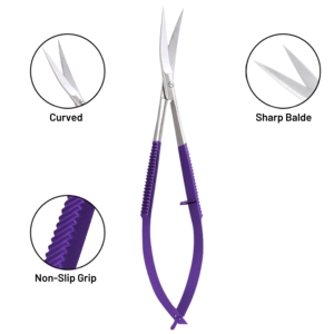Tijeras Curvas de Acero Inoxidable de Alta Calidad HARBOR INDUSTRY, para Diestros, Mango Morado Antideslizante, Hoja Afilada, OEM - Product Image 4