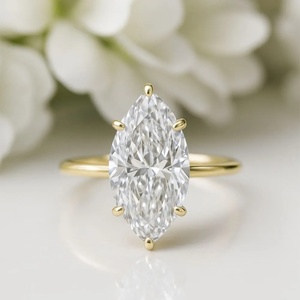 Marquise Cut Stainless Steel <b>Ring</b> 14K Gold Plated Claw <b>Set</b> Gemstone Band <b>for</b> <b>Women</b> Anniversary Party - Product Image 3