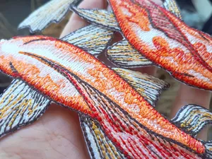 Handmade Eco-Friendly Embroidered Fish <b>Patch</b> Sew-On Fabric <b>Applique</b> Custom Irregular Shape Woven Cloth Decoration - Product Image 1