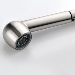 Rubinetto da Cucina con Doccetta Estraibile a Doppia Maniglia, Miscelatore Monocomando in Acciaio Inox Lucido e Ottone per Lavello - Product Image 5