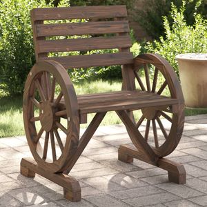 Juego de 2 Sillas de Jardín de Madera de Abeto Maciza con Acabado de Madera Quemada, Tamaño Estándar - Product Image 1
