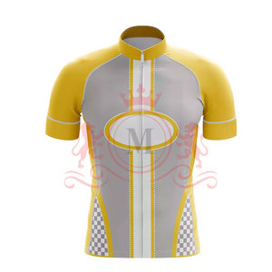 Ensemble maillot et short de cyclisme pour homme, jaune et gris, respirant, en polyester, pour adultes, uniforme de cyclisme - Product Image 3