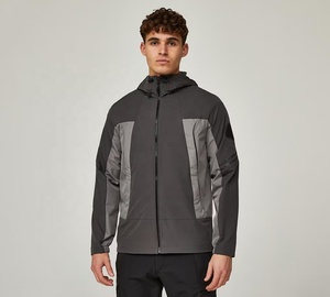 Chaqueta Cortavientos con Capucha para Hombre, Simple, de Nailon Arrugado, Impermeable, Transpirable, con Cierre, Diseño 3D, para Uso Casual al Aire Libre - Product Image 1