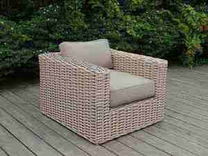Sofá Individual de Ratán Contemporáneo para Exteriores con Cojines Beige, Muebles de Jardín de Mimbre de PE Resistentes a los Rayos UV - Product Image 6