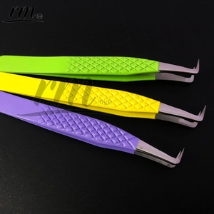 Pince à épiler de précision RMI en acier inoxydable antistatique 10 mm, pointe lisse, outils de maquillage professionnels, couleurs violet, jaune, vert - Product Image 4