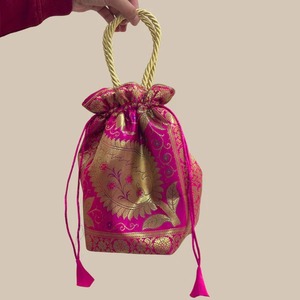 Premium Quality Meher Banarasi Silk Potli <b>Bag</b> Available for Affordable Price from India - Product Image 1