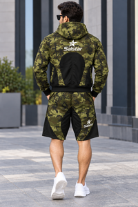 <b>Men</b>’s Camouflage Hoodie & <b>Shorts</b> Tracksuit Set Custom <b>Green</b> Camo Sweat Suit Jogger Set Wholesale Sportswear Apparel - Product Image 4
