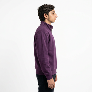 Sweat-shirt personnalisé pour homme à col montant zippé, en molleton mélangé de coton, coupe ample, style streetwear moderne et décontracté - Product Image 4
