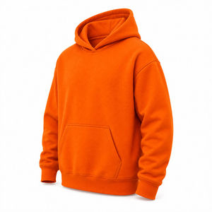 Sweat-shirt à capuche oversize orange pour homme, décontracté, couleur unie, en molleton bouclette, avec poche, manches classiques, tricoté, pour l'automne - Product Image 6