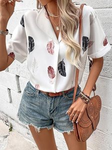 Camisa de verano con estampado floral para mujer, blusa informal con botones y manga corta - Product Image 2