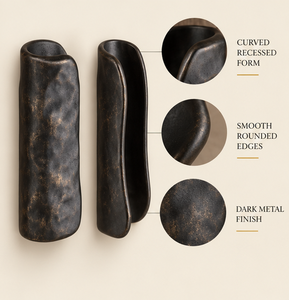 Tirador de Puerta Curvo Empotrado con Acabado Bronce Oscuro, Manija Larga para Gabinete con Borde Redondeado, Herraje Decorativo para Muebles de Interiores Modernos - Product Image 3