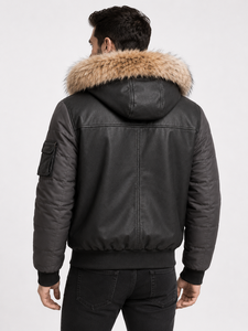 Veste matelassée d'hiver personnalisée haut de gamme avec capuche en fausse fourrure, style streetwear décontracté, fermeture éclair, très chaude, pour homme et femme - Product Image 5