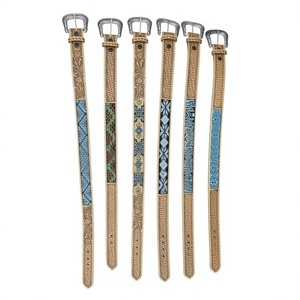 Magnifiques ceintures de luxe en cuir pleine fleur perlé de style western, avec boucle en alliage à verrouillage automatique, en cuir de vachette de qualité supérieure, motifs personnalisés, prêtes à l'emploi. - Product Image 1