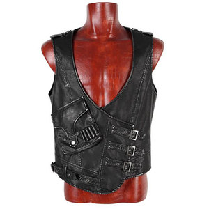 Chaleco Gótico para Hombre con Aspecto Desgastado, Cierres Frontales con Hebilla y Material de Cuero Sintético, Superventas - Product Image 4