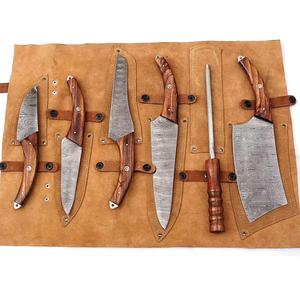 Ensemble de couteaux de chef en acier damas à 67 couches, 6 pièces, faits à la main, avec manche personnalisé ambidextre, bord dentelé tranchant, multi-usages - Product Image 5