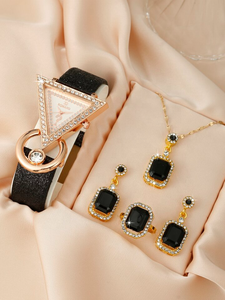 NW1434 Women Gold Leather Strap Trendy Personalized Luxury Women's Quartz Watch - Product Image 3