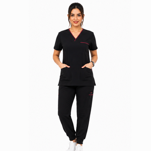Uniforme Médico Personalizado para Enfermeras, Conjunto de Blusa con Cuello en V y Pantalones de Tela Elástica para Hospital, Clínica y Servicios de Salud - Product Image 4