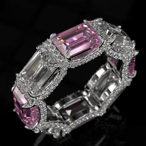 Anillo de Compromiso de Lujo con Diamantes para Novia, Anillo de Plata de Ley 925 con Gema de Amatista y Circonita - Product Image 2