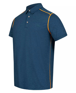 Men's Custom Made Solid Color Short Sleeve Cotton <b>Polo</b> Shirt Casual Breathable Regular Fit Knitted Design <b>Orange</b> Trim Detail - Product Image 4