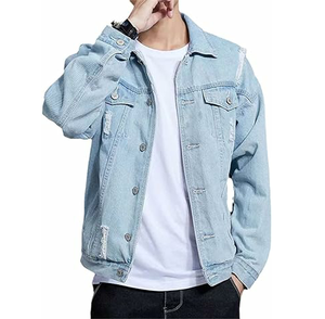 Chaqueta de invierno elegante para hombre 2025, cuello real, holgada, informal, de mezclilla transpirable, cierre de un solo botón, técnica lavada - Product Image 1