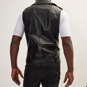 2025 New Professional Motorcycle Leather <b>Vest</b> For Men Wholesale Price Top Quality Leather Waistcoat Motorcycle <b>Vest</b> - Product Image 5
