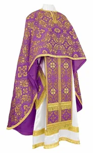Casulla de Sacerdote Blanca Mate de Poliéster sin Mangas Estampada con Estola y Bordado Dorado, Fresca, Cómoda y Suave para Todas las Estaciones - Product Image 4