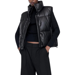 High Quality Women's Stand Collar Puffer Vest Solid Green Zipper Closure Casual Outerwear <b>Short</b> Length Polyester Filling - Product Image 6